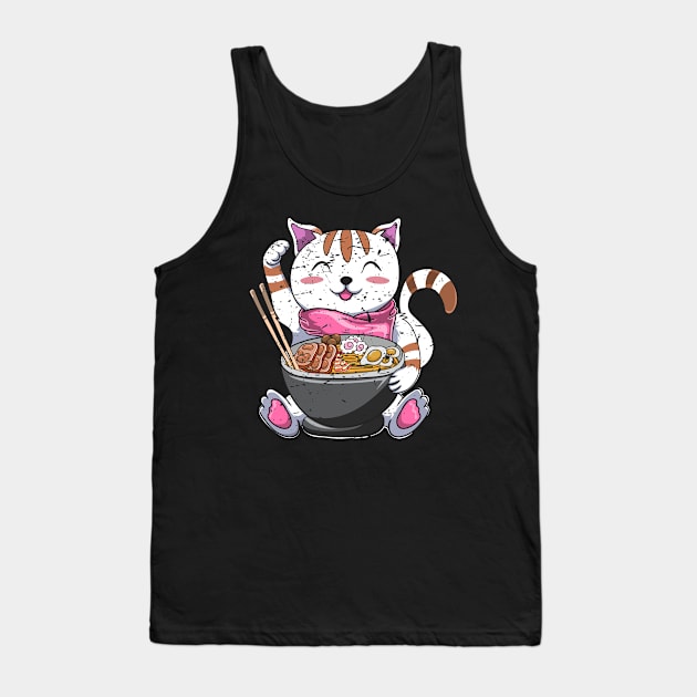 Cat Kawaii Ramen Noodles Tank Top by ShirtsShirtsndmoreShirts